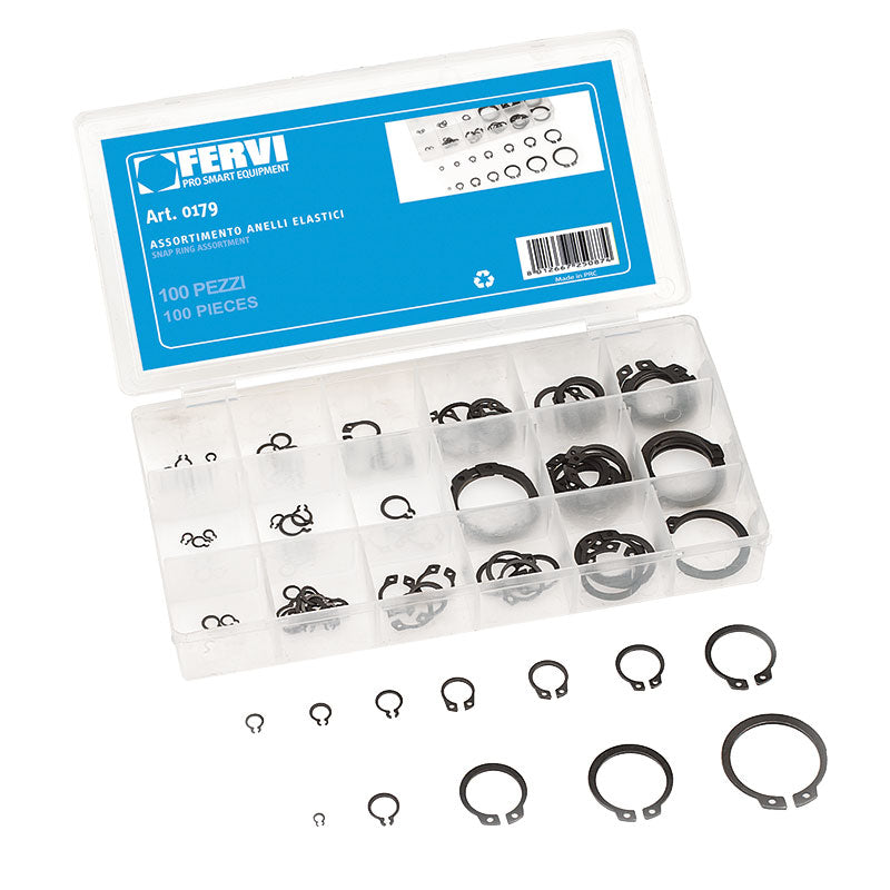 Assortment of Steel Elastic Rings Brand Fervi Art.0179