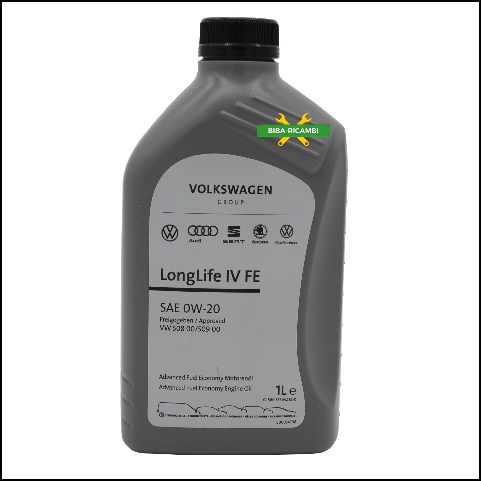 A. Olio Motore 0W-20 LongLife IV Nuova Generazione Euro 6  Specifica VW 508.00 / 509.00 BIBA-RICAMBI