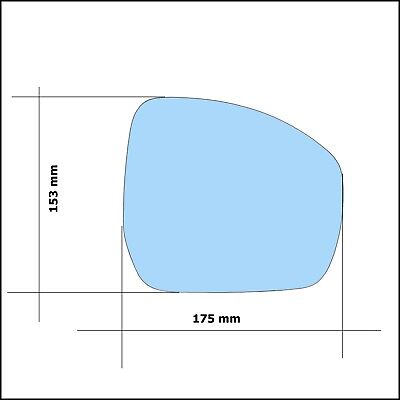 Specchio Nudo Adesivo Blue Lato Guidatore Per L.R Evoque I (L538) dal 15> BIBA-RICAMBI