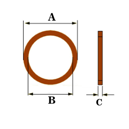 Rondella Di Rame Guarnizioni O-Ring Misure 5x10x1mm BIBA-RICAMBI