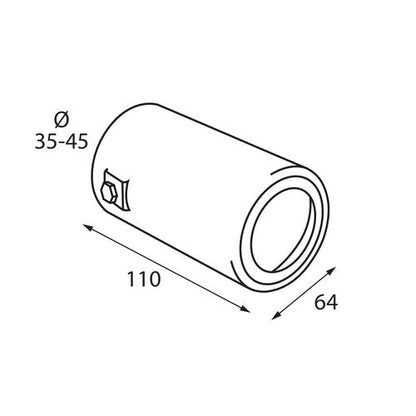 Terminale di scarico in acciaio inox lucidato Ø 35-42 mm art.60106 BIBA-RICAMBI