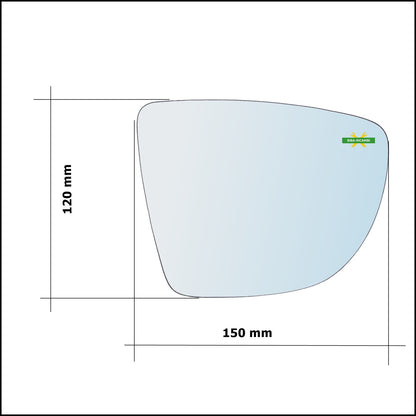 Vetro Specchio Retrovisore Lato DX-Passeggero Per Renault Captur I (J5) dal 2013>