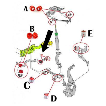 Kit 4 Silent Block Per Tiranti Barra Compatibile Per Audi A4 | A6 | A8 BIBA-RICAMBI