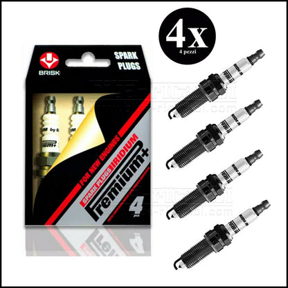 Kit 4 Candele Brisk Iridium Premium P3 Adattabile Peugeot Partner II dal 2008&gt;