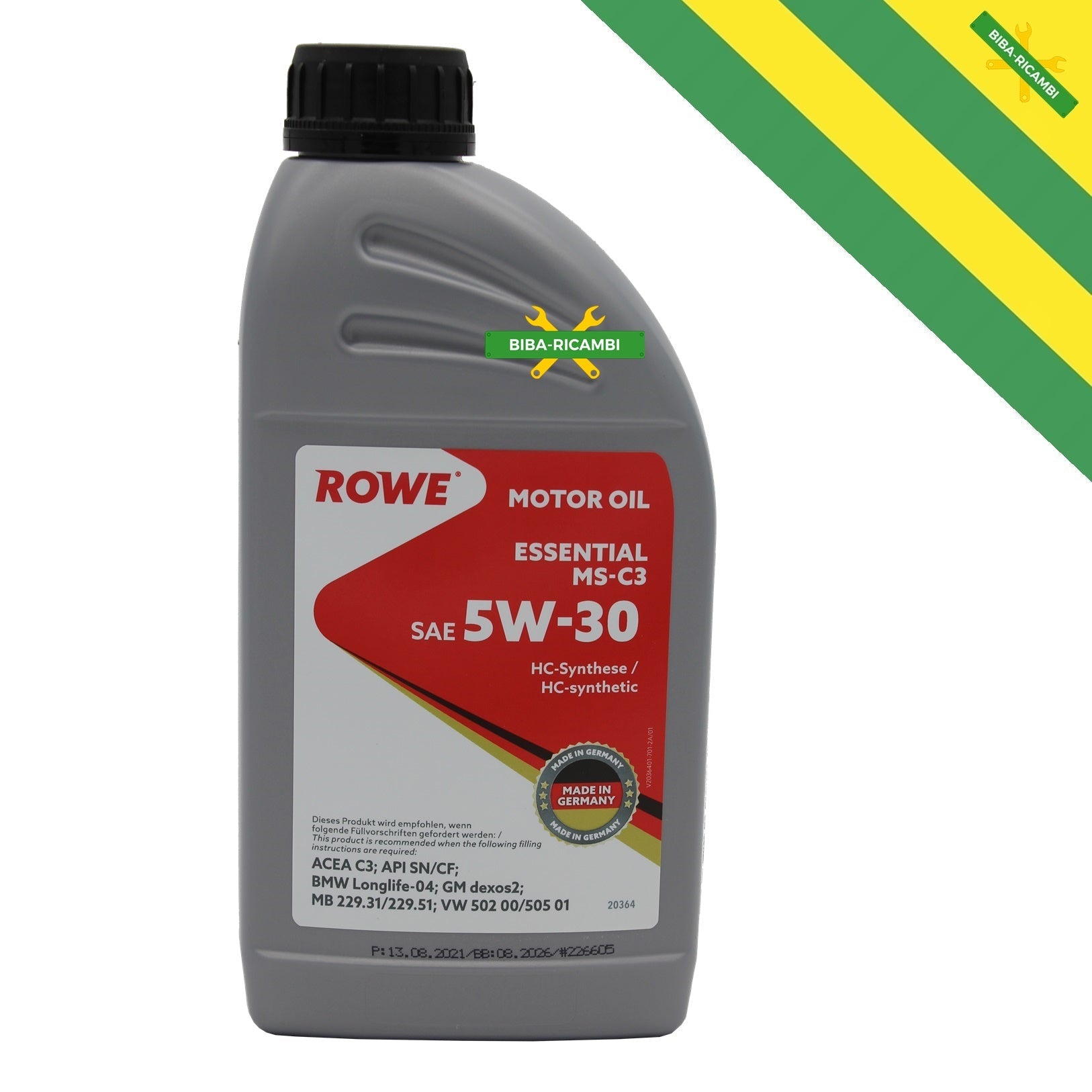 A. Olio Motore Full Sintetico 5W-30 Acea C3 Rowe Essential 1 LT BIBA-RICAMBI