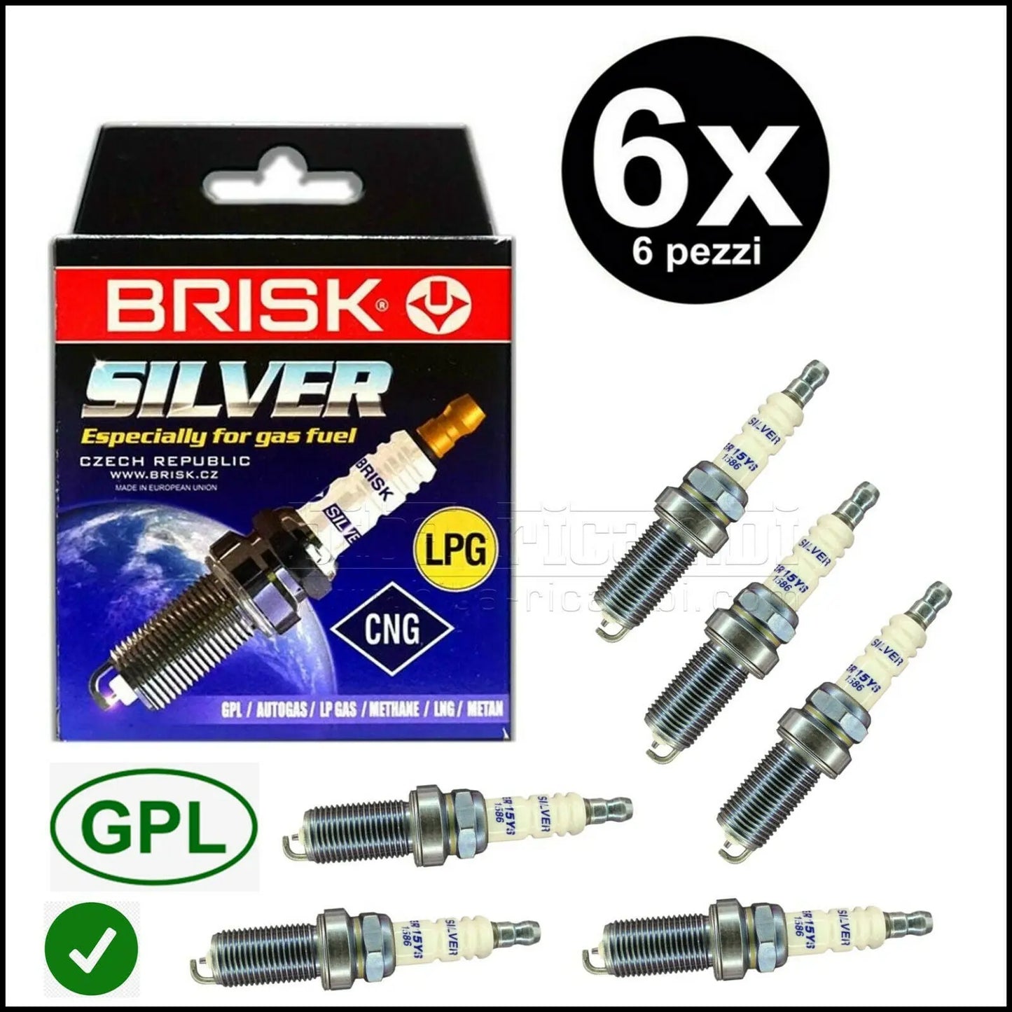 Kit 6 Candele Specifiche Gpl | Metano Adattabile Citroen C8 (EA) dal 2002&gt; BIBA-RICAMBI