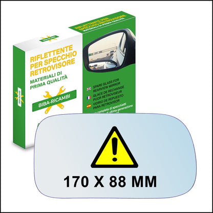 Vetro Specchio Retrovisore Asferico Lato SX Compatibile Per Nissan Primera II (P11) Dal 1996> BIBA-RICAMBI