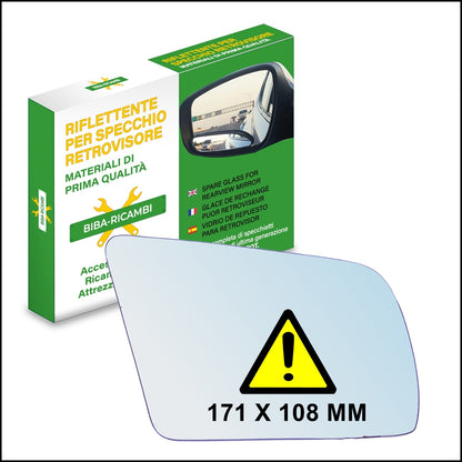 Vetro Specchio Retrovisore Asferico Lato SX Compatibile Per Opel Vectra A dal 1988-1995 BIBA-RICAMBI