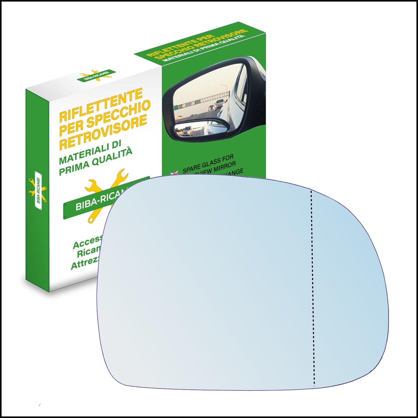 Vetro Specchio Retrovisore Asferico Lato DX Compatibile Per Opel Sintra (195x145mm) BIBA-RICAMBI