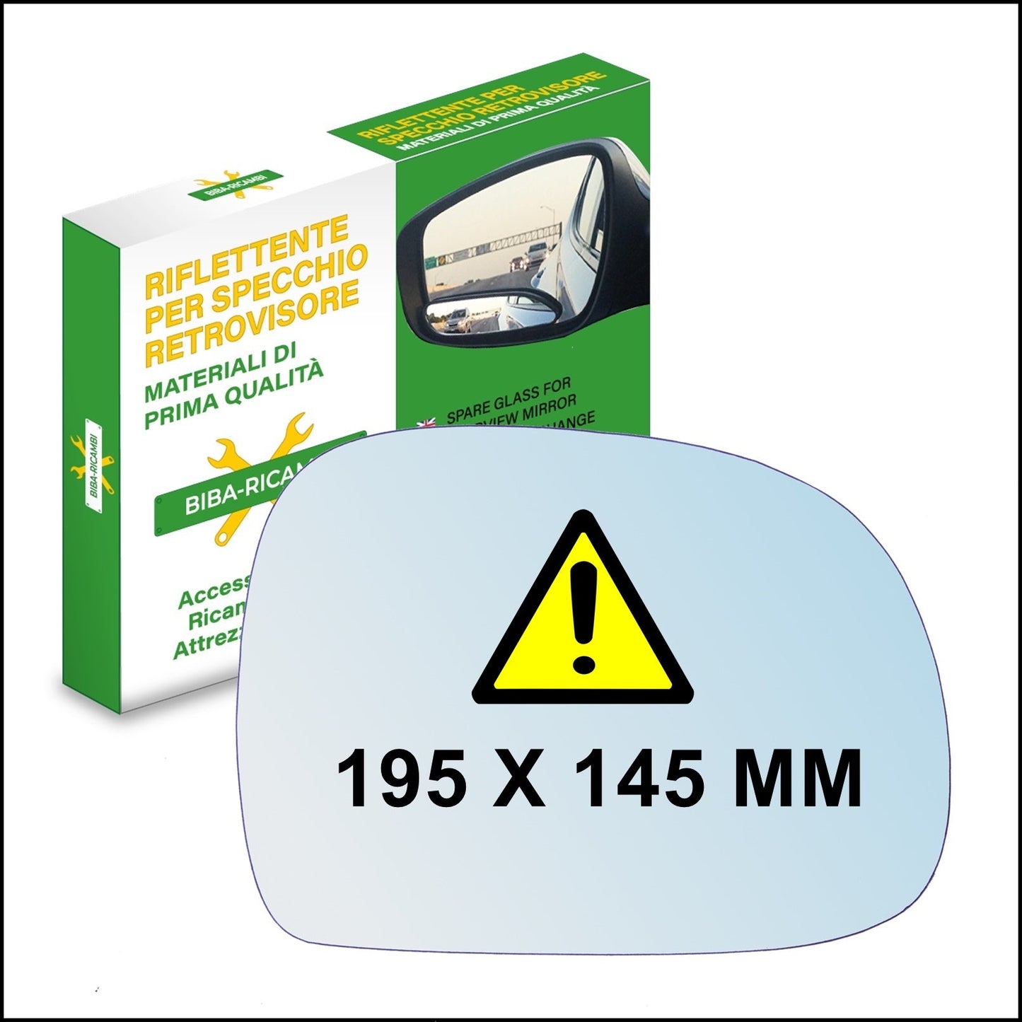 Vetro Specchio Retrovisore Asferico Lato DX Compatibile Per Opel Sintra (195x145mm) BIBA-RICAMBI