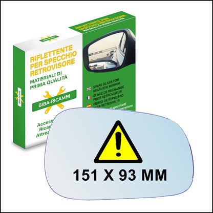 Vetro Specchio Retrovisore Asferico Lato SX Compatibile Per Renault Safrane dal 1992-2000 BIBA-RICAMBI