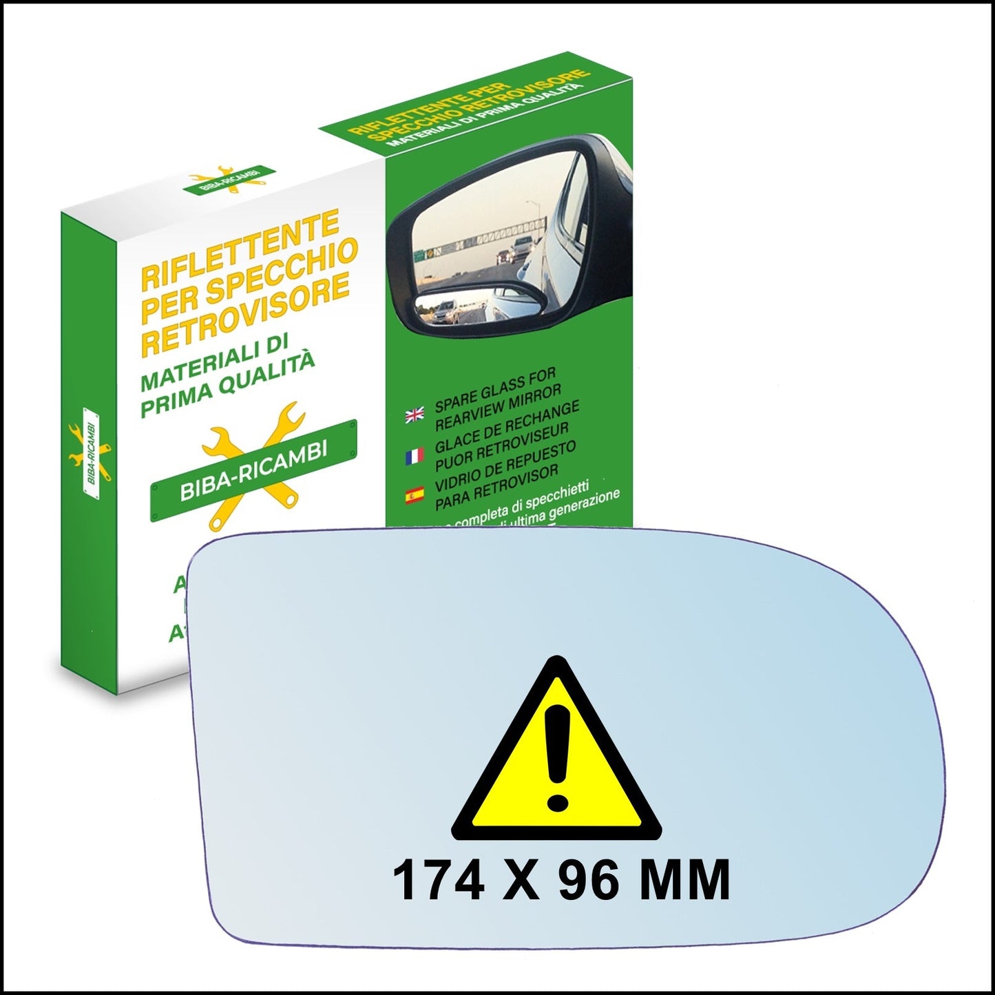 Vetro Specchio Retrovisore Asferico Lato RX Compatibile Per Renault Espace II dal 1991-1997 BIBA-RICAMBI