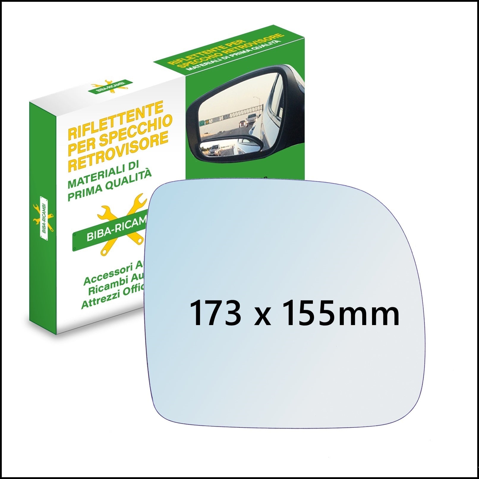 Vetro Specchio Retrovisore Asferico Lato SX Compatibile Per Renault Kangoo Dal 1997-2003 BIBA-RICAMBI