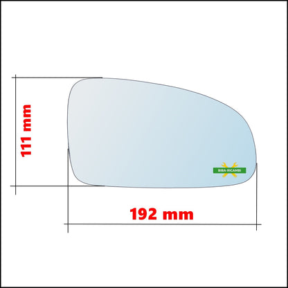 Vetro Specchio Retrovisore Lato SX Compatibile Per Mitsubishi GTO 3000 BIBA-RICAMBI