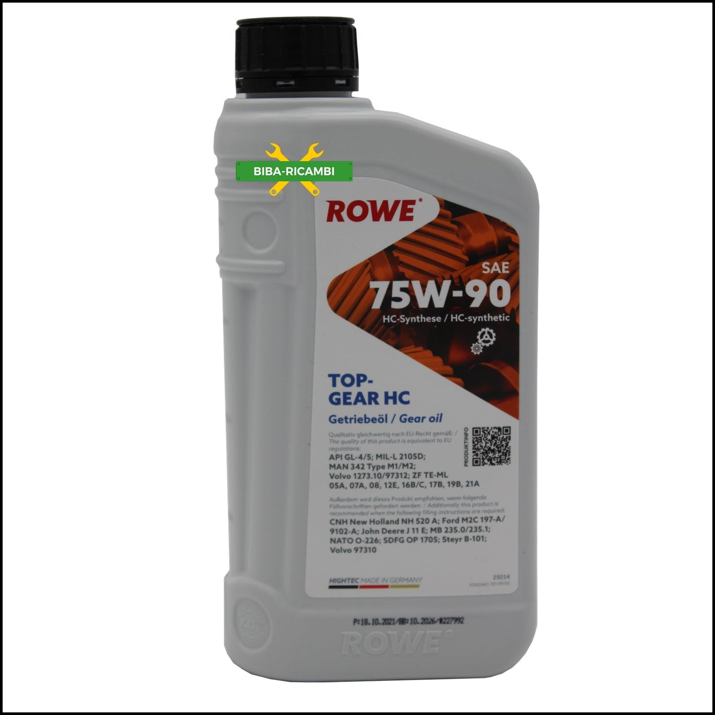 B. OLIO CAMBIO ROWE TECH TOP GEAR HC SAE 75W-90 BIBA-RICAMBI