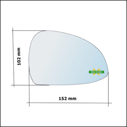 Vetro Specchio Retrovisore Asferico Lato Dx-Passeggero Per Porsche 911 (991) dal 2011&gt;