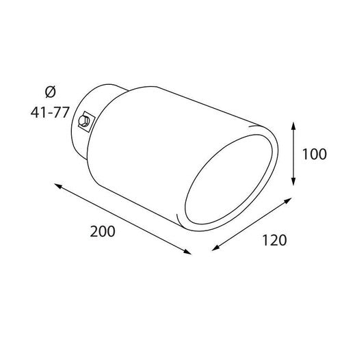 Terminale di scarico in acciaio inox lucidato Ø 41-77 mm art.60062 BIBA-RICAMBI