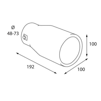 Terminale di scarico in acciaio inox lucidato Ø 48-73 mm art.60122 BIBA-RICAMBI