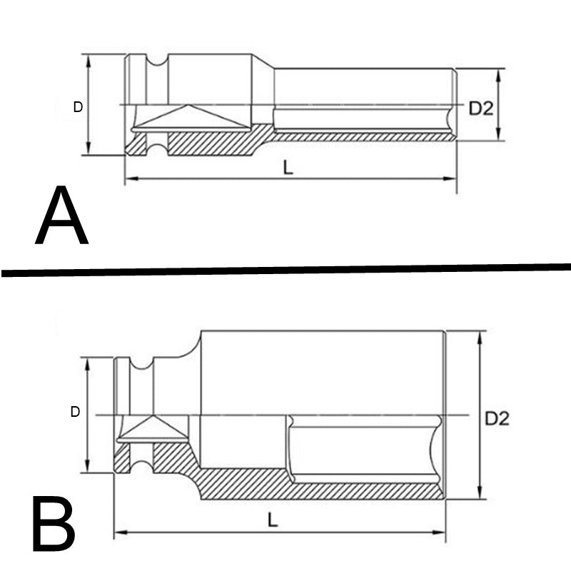 Chiave Esagonale Impact M8 | Lunghezza 78mm | Attacco 1/2" BIBA-RICAMBI