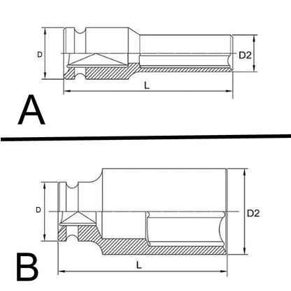 Chiave Esagonale Impact M8 | Lunghezza 78mm | Attacco 1/2" BIBA-RICAMBI