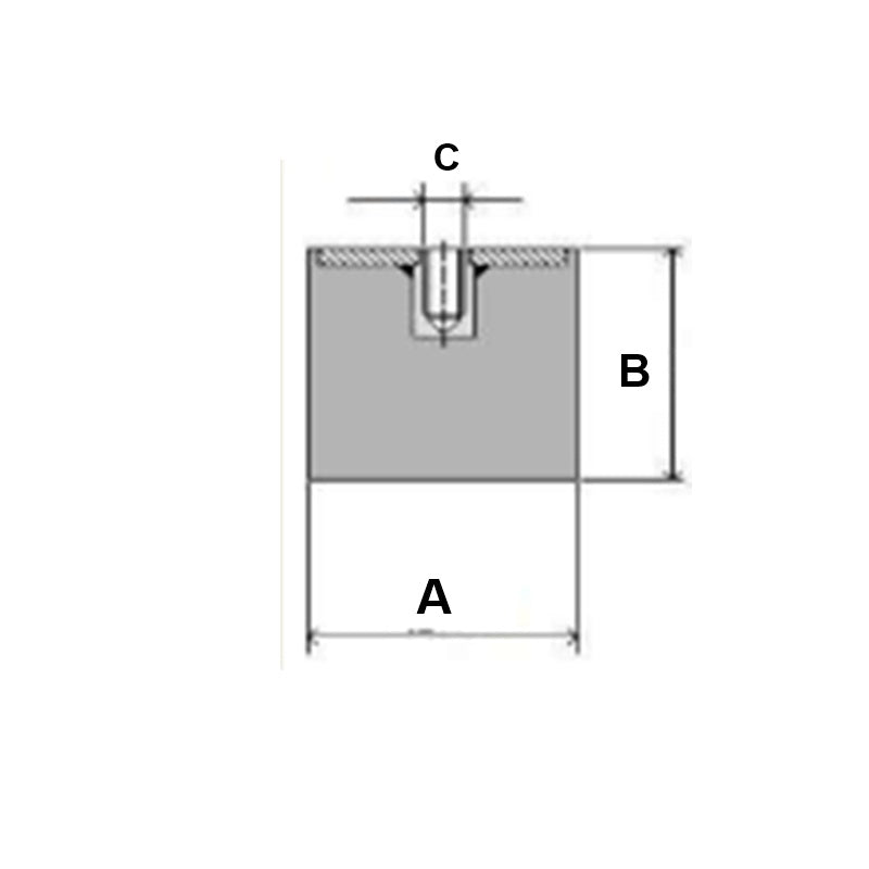 Supporto antivibrante cilindrico in gomma piede-femmina | 25x25 | M6 BIBA-RICAMBI