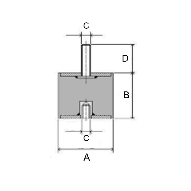 Supporto antivibrante cilindrico in gomma maschio-femmina 20x30 | M6 BIBA-RICAMBI