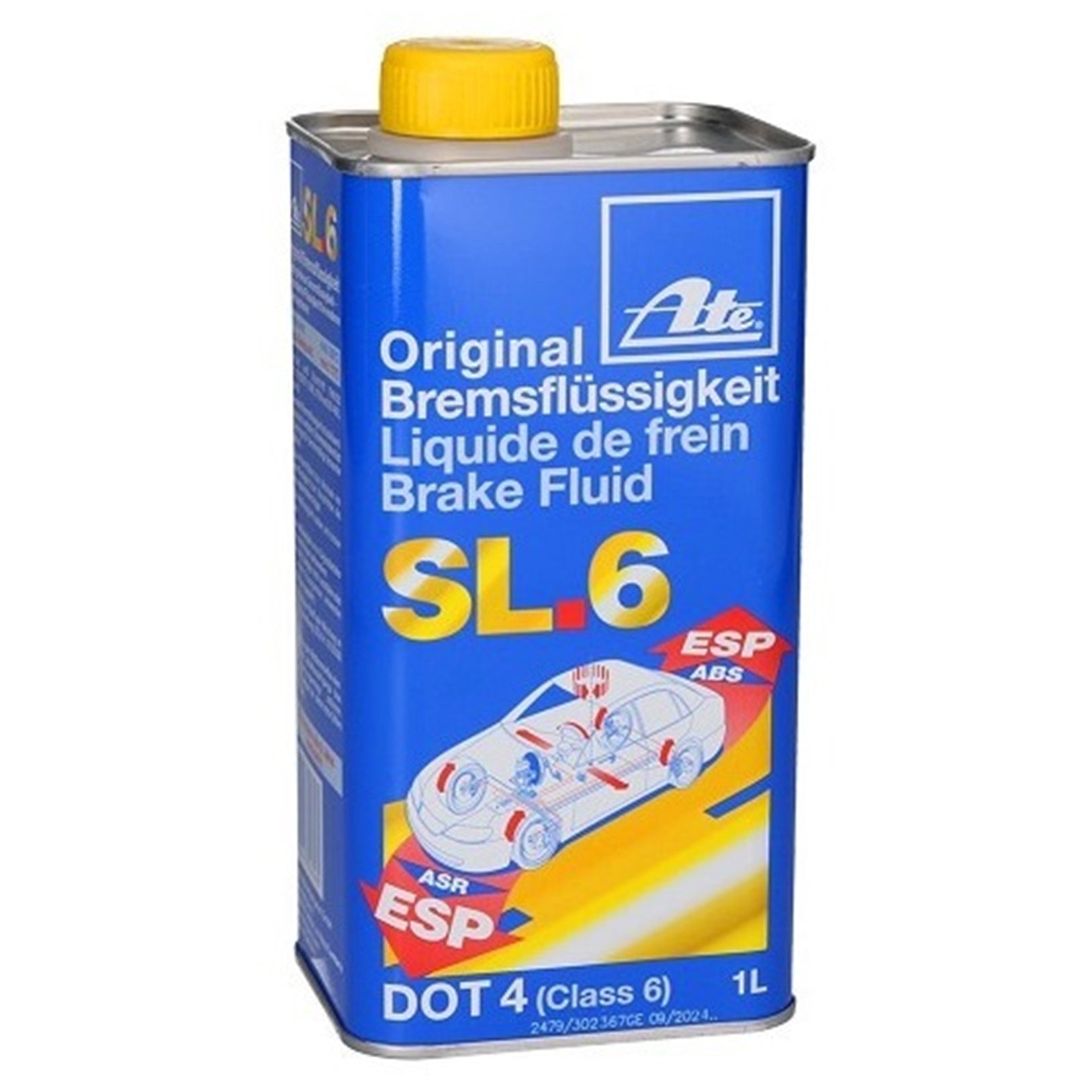 D. LIQUIDO FRENI OLIO DOT 4 CONFEZIONE DA 1 LITRO ATE SL6 INDICATO ABS ED ESP FRENO BIBA-RICAMBI