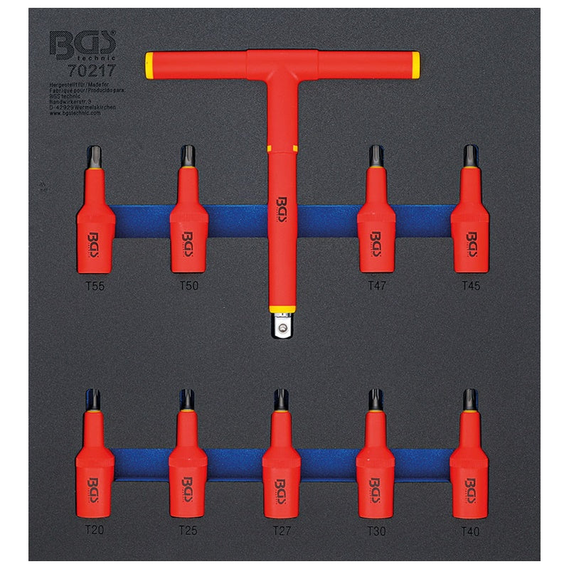 2/3 MODULO PER CARRELLO: SET 10 PZ BUSSOLE ISOLATE VDE ATT.1/2” TORX TX20 - TX55