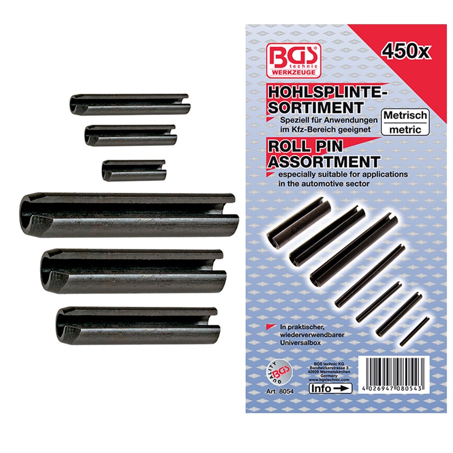 Assortimento 450 Pezzi Spine Elastiche art.BGS8054 BIBA-RICAMBI