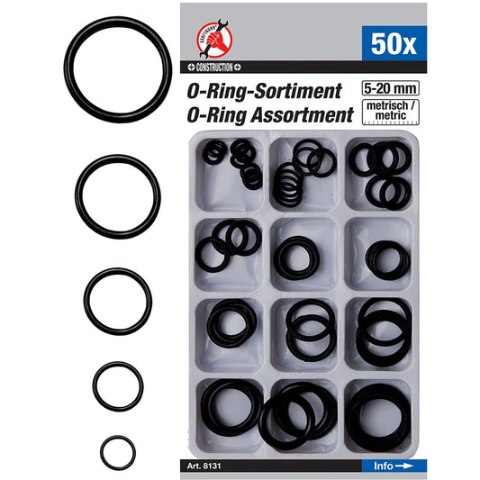 Assortimento O-Ring Da 50 Pezzi Ø 5-20 mm art.BGS8131 BIBA-RICAMBI