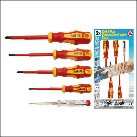 Set of 5 VDE Insulated Screwdrivers Bgs Germany | art.35815