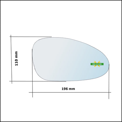 Vetro Specchio Retrovisore Asferico Lato Dx-Passeggero Per Porsche Boxter (987) dal 2004-2011