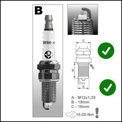 Kit 4 Candele Specifiche Gpl | Metano Adattabile Fiat Punto III (199) dal 2012&gt; BIBA-RICAMBI