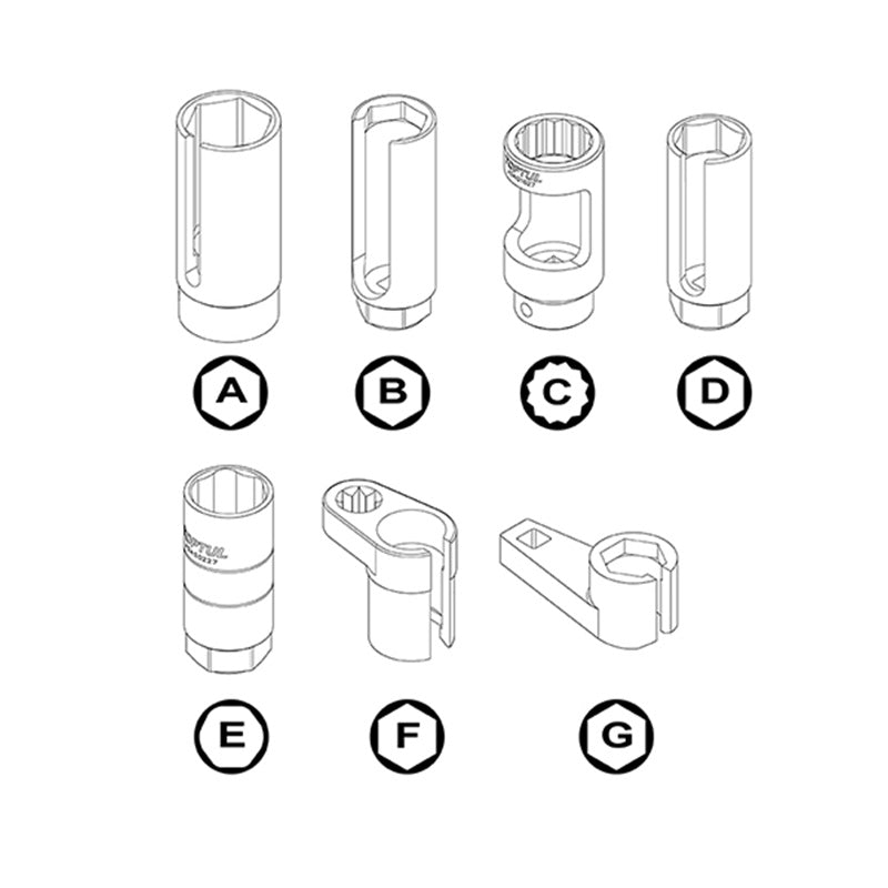 Kit professionale 7 prese assortite per la rimozione e l'installazione di sensori di ossigeno,