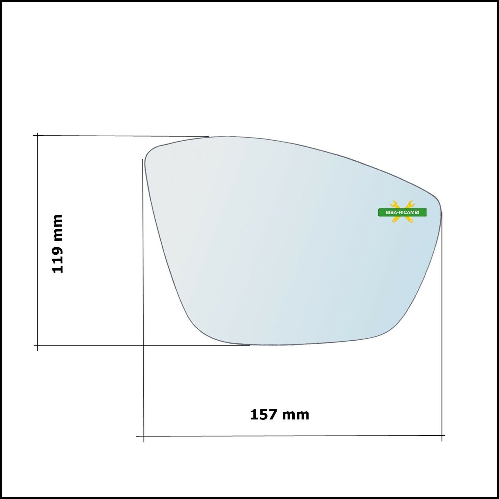 Piastra Retrovisore Termica Blind Spot Lato SX-Guidatore art.P167-LTSB BIBA-RICAMBI