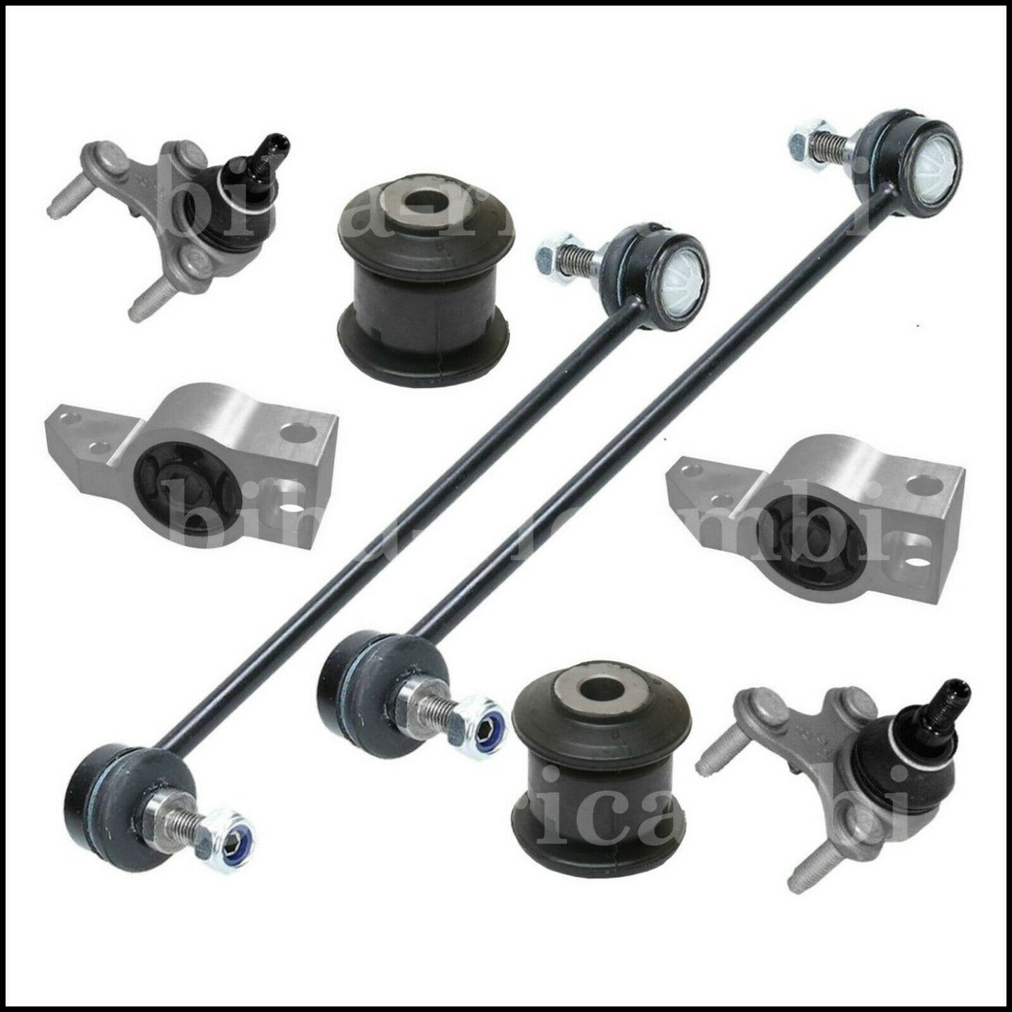 Kit Elimina Rumori Silent Block Trapezi Testine Biellette Sospensione Per Volkwagen Golf Plus (5M) dal 2004-2013