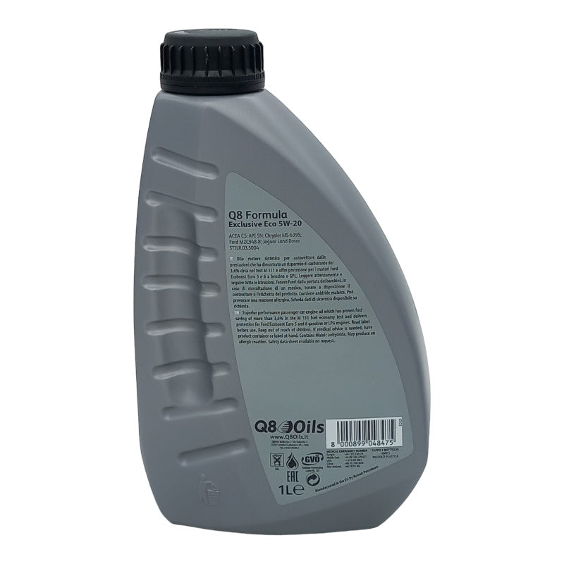 Olio Motore Q8 Formula Exclusive Eco 5W-20 Compatibile Per Ford Motori EcoBoost BIBA-RICAMBI