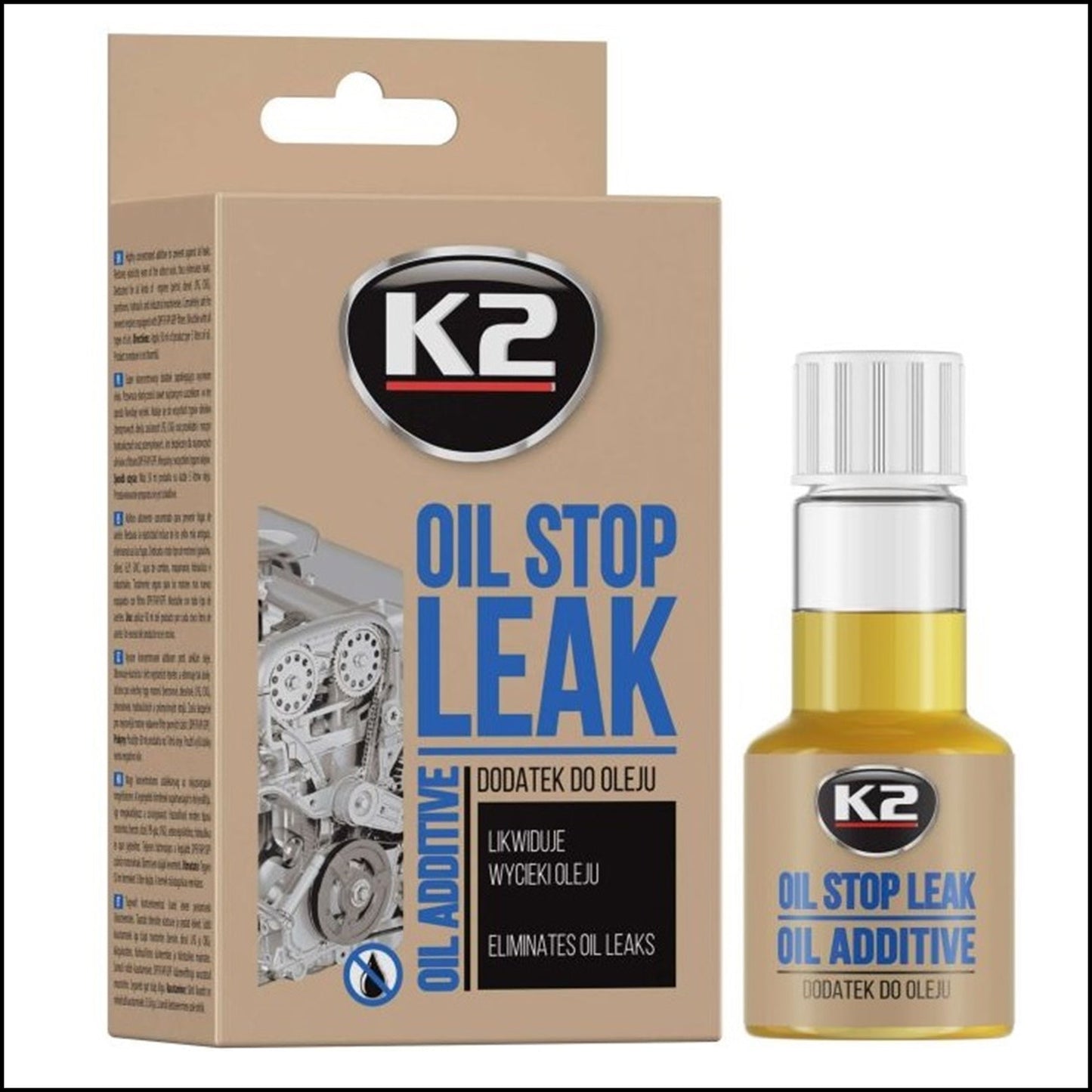 B. Additivo Perdite Olio Motore Auto Moto Oil Stop Leak Sigillante Professionale K2 BIBA-RICAMBI