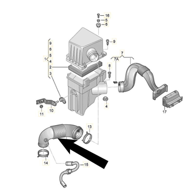 Flessibile D'aspirazione Filtro Aria Originale VW BIBA-RICAMBI