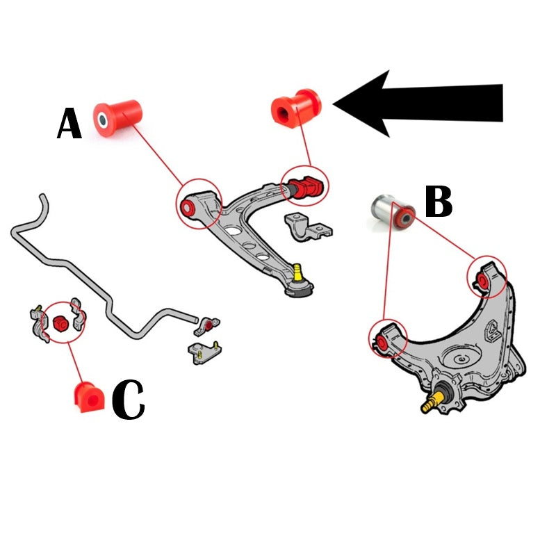 Kit Silent Block Bracci Anteriori Compatibile Per Fiat Uno (146) dal 1990>2006 BIBA-RICAMBI