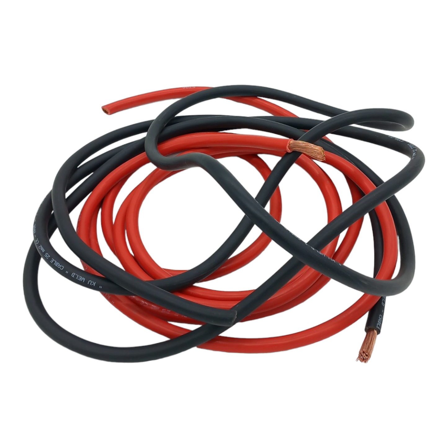 2 Cavi Professionali Per Pinze Batteria Auto Rosso-Nero Sezione 25mm (3mt)