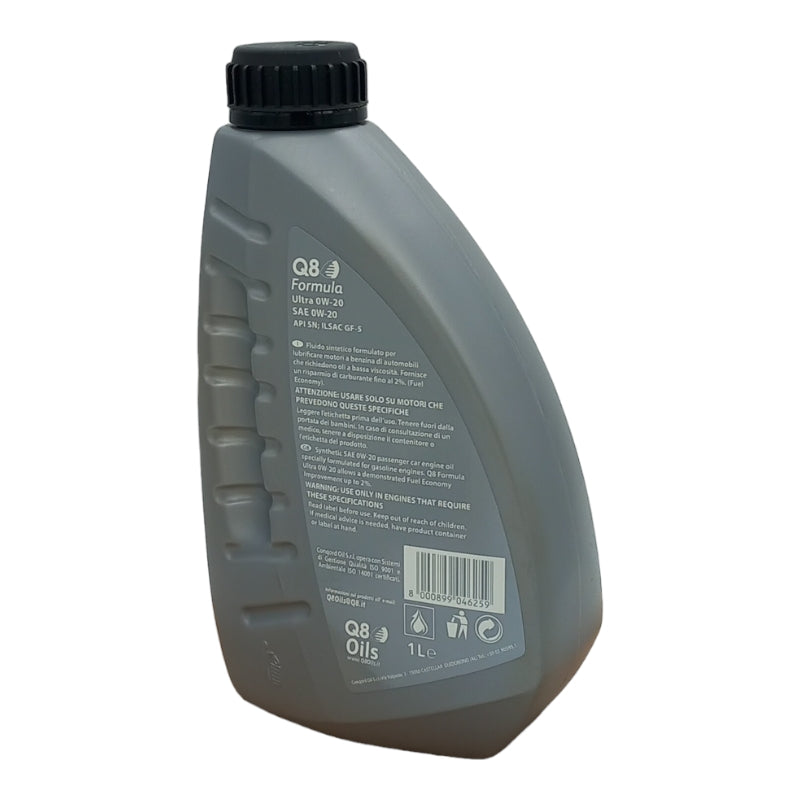 Olio Motore 0W20 Q8 Formula Ultra Specifico Per Toyota Hybrid