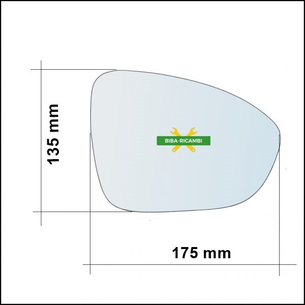 Vetro Specchio Retrovisore Lato SX Compatibile Per Qashqai III dal 2021&gt; BIBA-RICAMBI