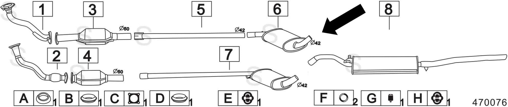 Marmitta Centrale Compatibile Per Seat Toledo I (1L2) dal 1991> BIBA-RICAMBI