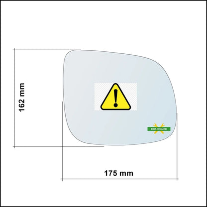 Vetro Specchio Retrovisore Lato Dx-Passeggero Per Volkswagen Touareg I (7LA) solo dal 2007-2010 BIBA-RICAMBI