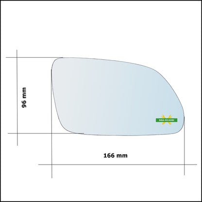 V. Piastra Specchio Retrovisore Termica Lato Sx-Guidatore Per Skoda Octavia II (1Z) solo dal 2005-2009 BIBA-RICAMBI