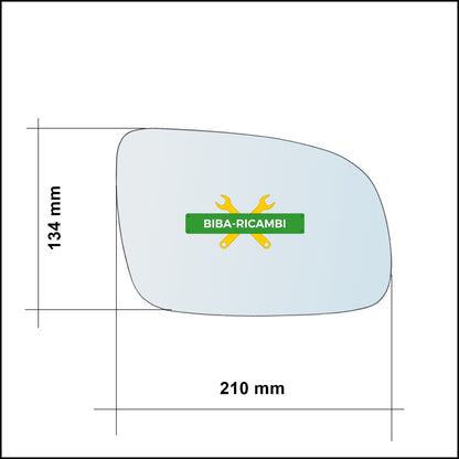 Vetro Specchio Retrovisore Cromato Asferico Lato Sx-Guidatore Per Opel Sintra (APV) dal 1996-1999