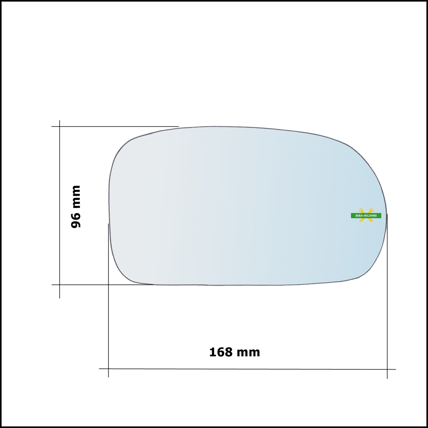 Vetro Specchio Retrovisore Cromato Asferico Lato Dx-Passeggero Per Suzuki Baleno (EG) dal 1995-2009