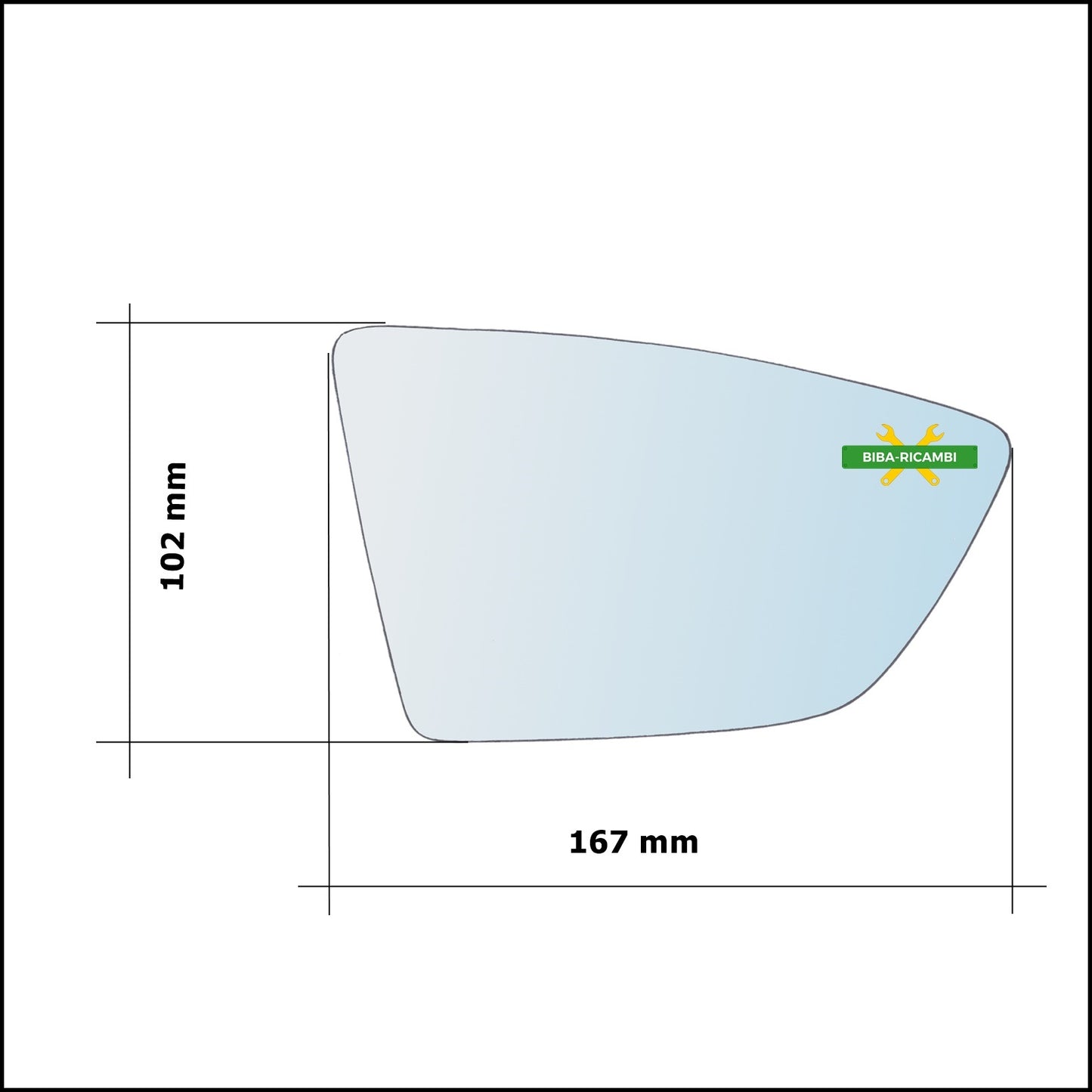 Vetro Specchio Retrovisore Cromato Asferico Lato Sx-Guidatore Per Seat Ibiza V (KJ1) dal 2017&gt;