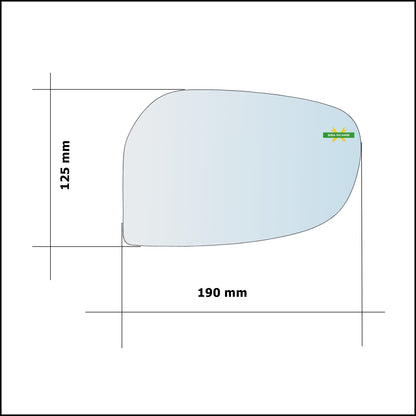 Vetro Specchio Retrovisore Cromato Asferico Lato Sx-Guidatore Per DR 2 dal 2010-2014&gt;